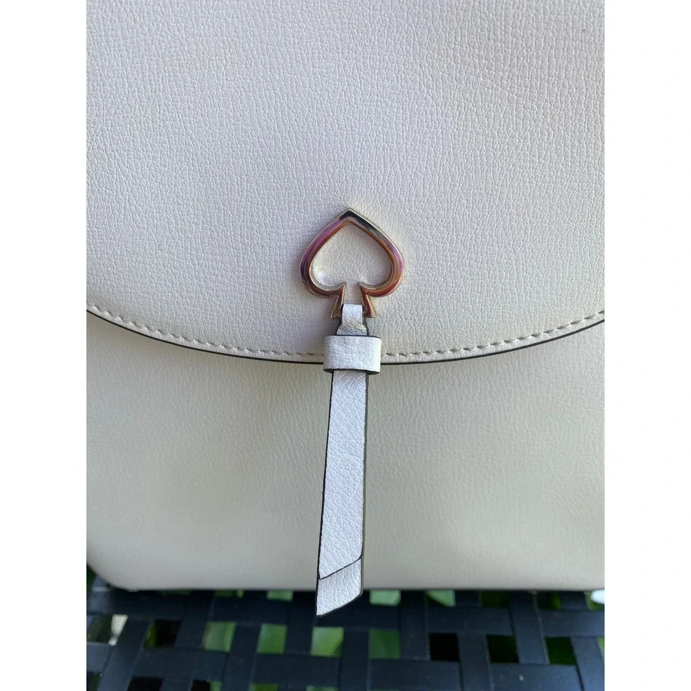 Kate‎ Spade Cream Leather Adel Flap Backpack Designer Bag Luxury Travel  Neutral